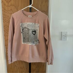 Zadig & Voltaire Blush Pink Sweater with Heart Graphic size large